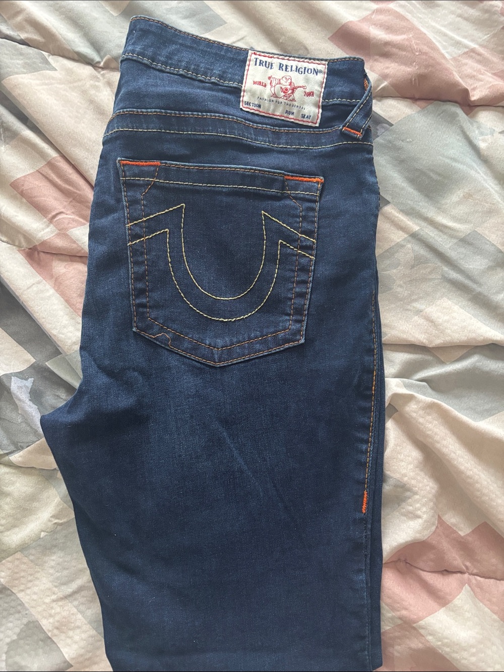 True Religion Jenni Curvy Mid Rise Skinny size 33 Women's Dark Blue Denim Jeans